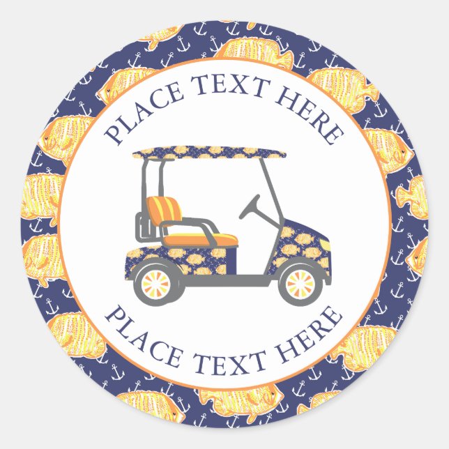 Sticker Rond Preppy Goldfish Golf Cart (Devant)