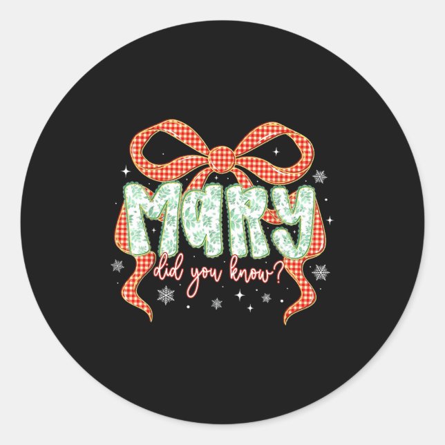 Sticker Rond Preppy Mary Did You Know Christian Christmas Desig (Devant)