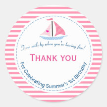 Preppy Nautical rose Voile Away Anniversaire Merci