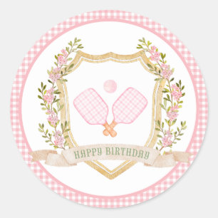 Sticker Rond Preppy Pickle Ball Joyeux anniversaire