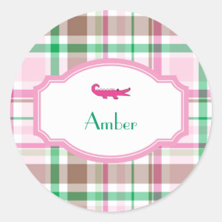 Sticker Rond Preppy Plaid Alligator Lilly Douche Anniversaire