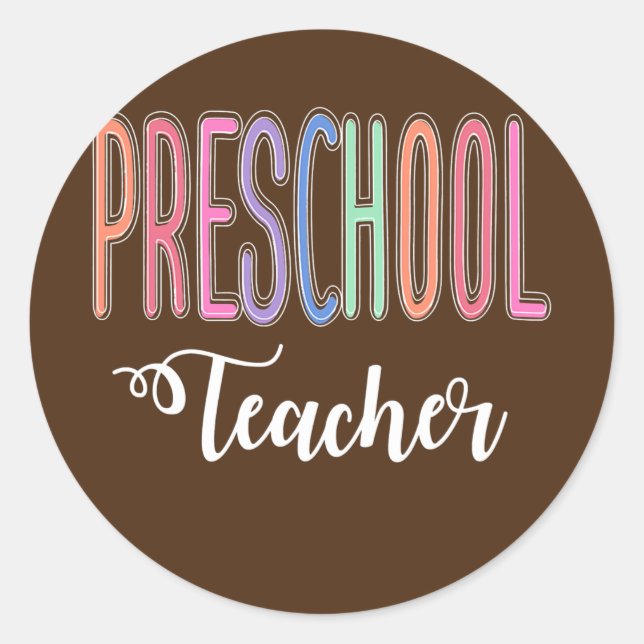 Sticker Rond Preschool Teacher Back to School Daycare (Devant)