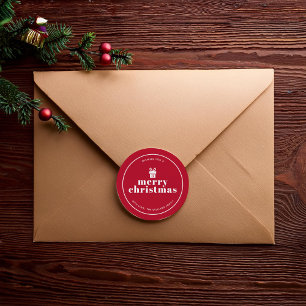 Sticker Rond Présenté Avec Une Bow Christmas Custom