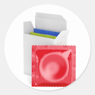 Sticker Rond Préservatifs sur l'arrière - plan blanc