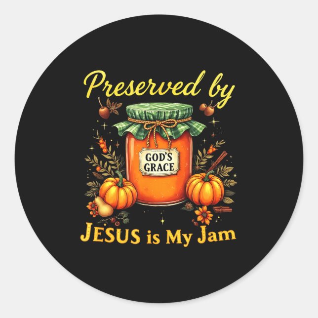 Sticker Rond Preserved By God’s Grace Jesus Jam Strawberry Cute (Devant)