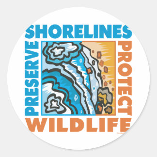 Sticker Rond Préserver les rivages - Protéger la faune