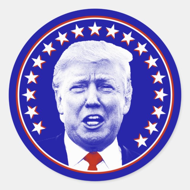 Sticker Rond Président Donald Trump en Blue (Devant)