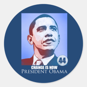 Sticker Rond Président Obama, le changement est désormais à l'h