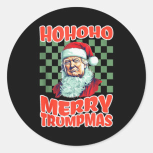 Sticker Rond Président Trump Noël Ho Ho Ho Joyeux Trumpmas
