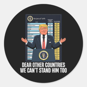 Sticker Rond Président Trump Nouveau Tarif Citation Drôle On Ne