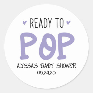Sticker Rond Prêt À Appuyer Sur L'Autocollant Baby shower Viole