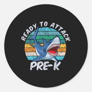 Sticker Rond Prêt À Attaquer Le Requin D'Avant-Garde Premier Jo