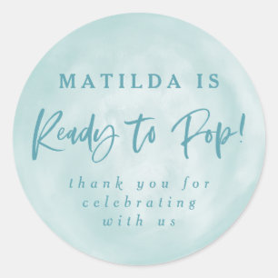 Sticker Rond Prêt à éclater ! baby shower en faveur merci au