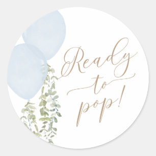 Sticker Rond Prêt à éclater Ballon Bleu Jumeaux Garçons Baby Sh