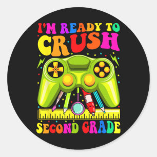 Sticker Rond Prêt À Écraser La 2E Année De Retour À L'École Vid