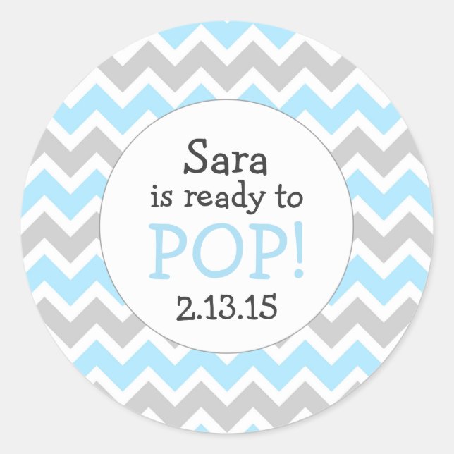 Sticker Rond Prêt à faire pivoter Baby shower Favor / chevron b (Devant)