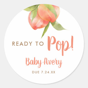Sticker Rond Prêt À Pop Baby Due Peach Baby shower Tags cadeaux