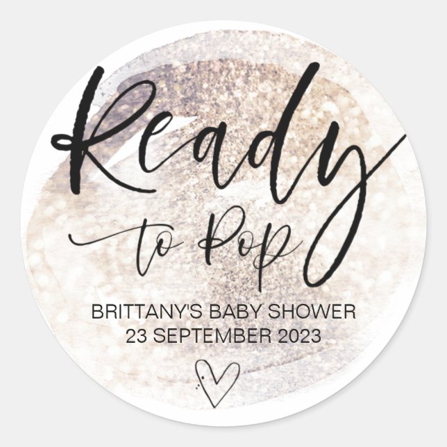 Sticker Rond Prêt À Pop Baby shower Cute Favoriser Cute Classic (Devant)