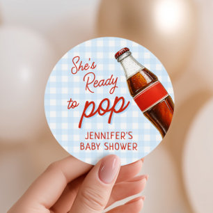 Sticker Rond Prêt À Pop Soda Pop Cola Boy Baby shower