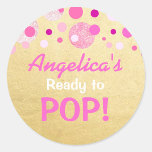 Sticker Rond Prêt personnalisé à sauter l'or de rose de baby