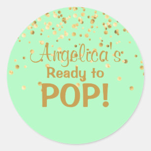 Sticker Rond Prêt pour la flop Baby Douche Mint vert