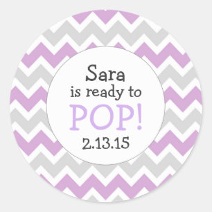 Sticker Rond Prêt pour la pop Baby shower Favor / lavande chevr