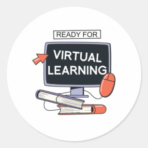 Sticker Rond Prêt pour l'apprentissage virtuel