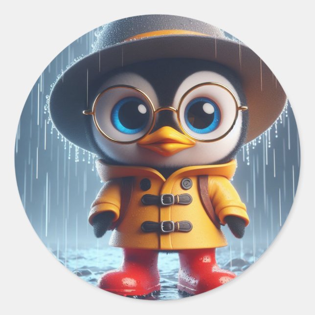 Sticker Rond Prêt pour tout pingouin (Devant)