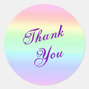 Sticker Rond Pretty Ombre Pastel Rainbow Purple Police Merci
