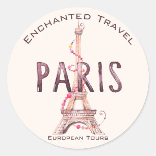 Sticker Rond Pretty Paris/European Travel Marketing/Packaging