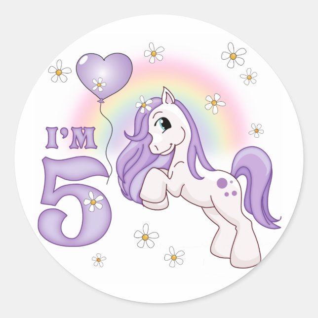 Sticker Rond Pretty Pony 5e anniversaire (Devant)