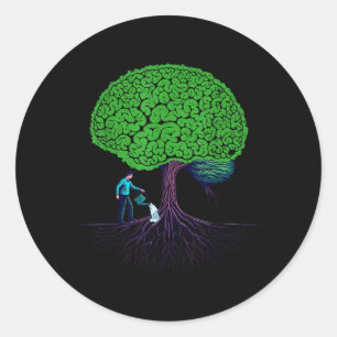 Sticker Rond Prévenir la santé mentale du cerveau