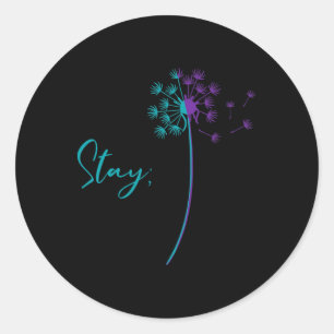 Sticker Rond Prévention Dandelion Turquoise Et Pourpre Séjour S