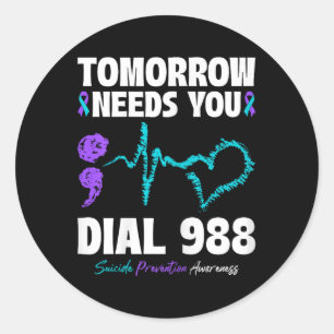 Sticker Rond Prévention du suicide 988 Demain aura besoin de vo