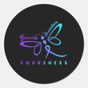 Sticker Rond Prévention du suicide Mens Dragonfly Rose