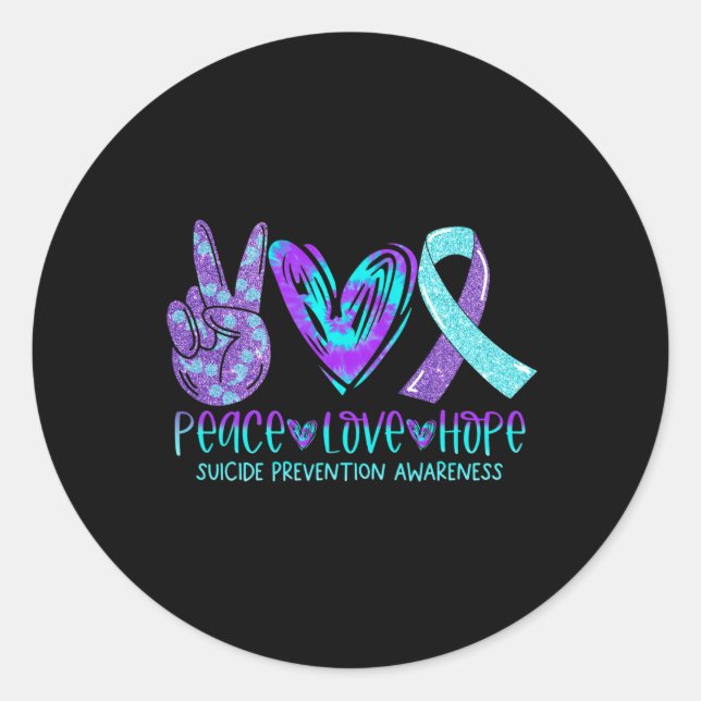 Sticker Rond Prévention du suicide Sensibilisation Paix Amour E (Devant)