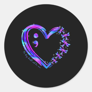 Sticker Rond Prévention du suicide Sensibilisation Turquoise Cœ