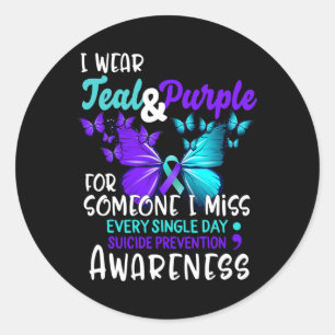 Sticker Rond Prévention turquoise du suicide en pourpre Personn