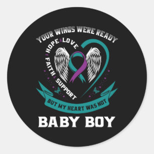 Sticker Rond Prévention turquoise du suicide par le ruban viole