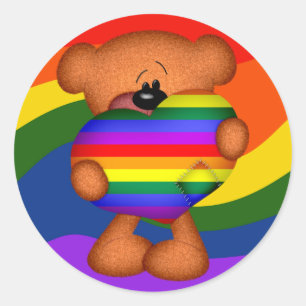 Sticker Rond Pride Coeur Teddy Ours