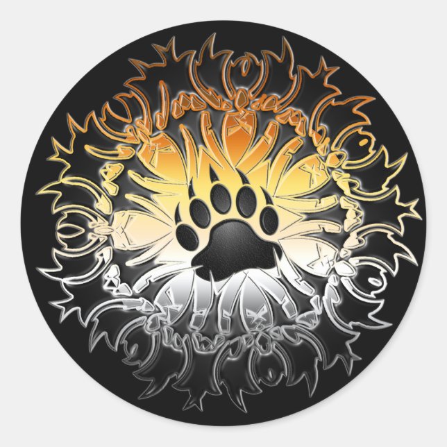 Sticker Rond Pride de l'ours tribal Paw (Devant)