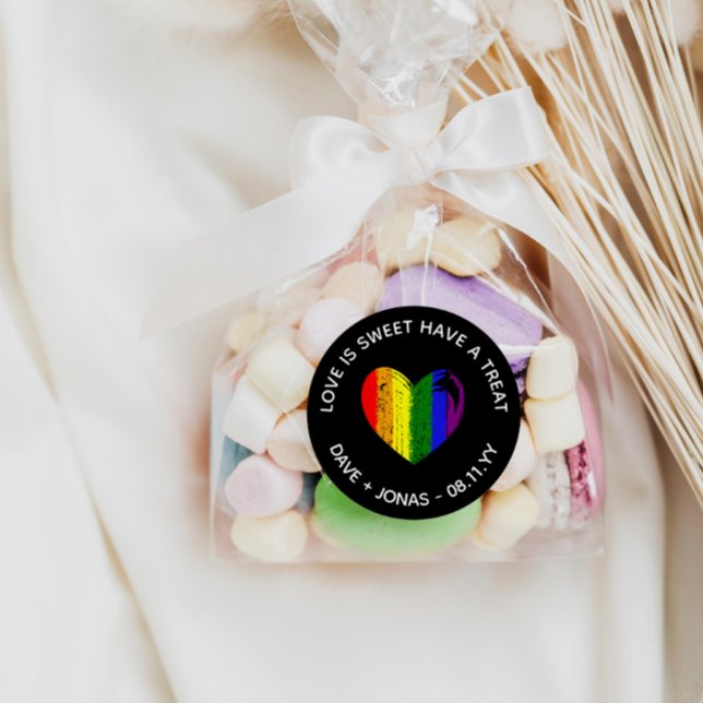 Sticker Rond Pride L'amour du coeur est doux mariage LGBT Favor (Créateur téléchargé)