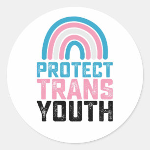 Sticker Rond Pride LGBT Protéger les jeunes transgenres transge