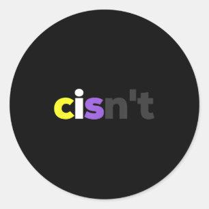 Sticker Rond Pride Lgbtq Non-binaire Cisnt - Lgbt Non Drôle