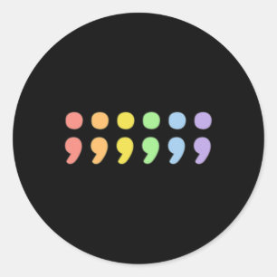 Sticker Rond Pride Santé Mentale Semicolon Lgbtqia+ Lgbt Pastel
