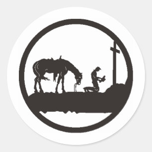 Sticker Rond prier cowboy
