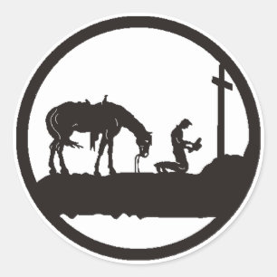 Sticker Rond prier cowboy