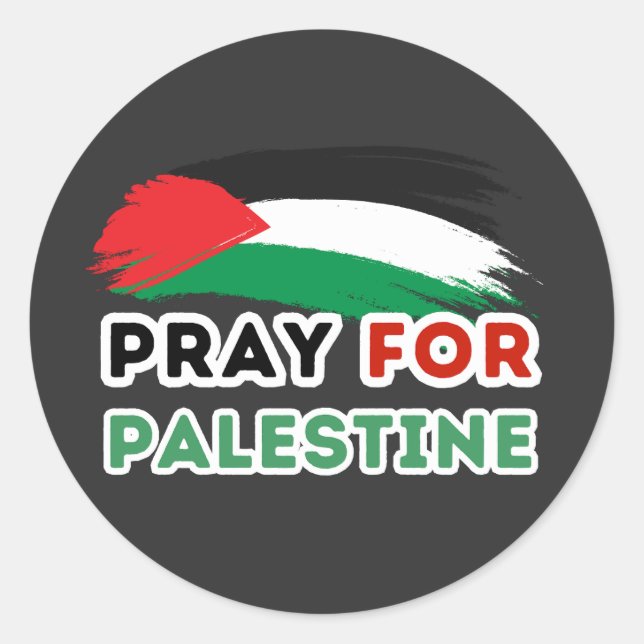 Sticker Rond PRIER POUR L'autocollant PALESTINE (Devant)