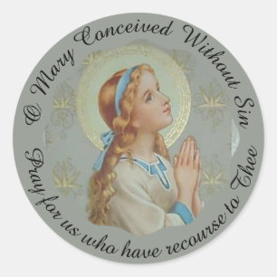 Sticker Rond Prière de Mary de mère bénie par jeunes
