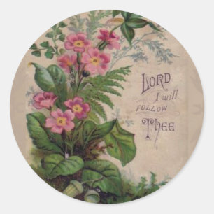 Sticker Rond Prière Florale vintage Je Suis